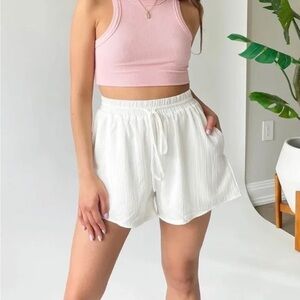 Grey Bandit flowy white shorts